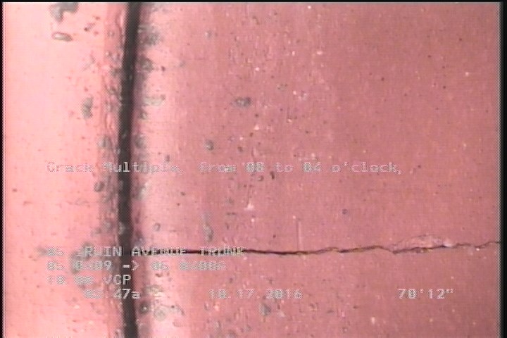 Crack Multiple, from 08 to 04 o'clock, within 8 inches of joint: YES