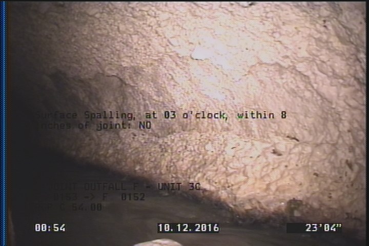 Surface Spalling, at 03 o'clock, within 8 inches of joint: NO
