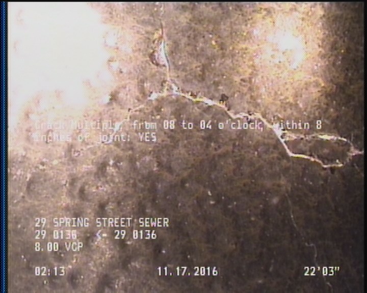 Crack Multiple, from 08 to 04 o'clock, within 8 inches of joint: YES