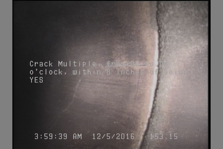 Crack Multiple, from 08 to 04 o'clock, within 8 inches of joint: YES