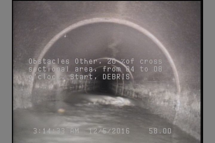 Obstacles Other, 20 %of cross sectional area, from 04 to 08 o'clock, Start - DEBRIS