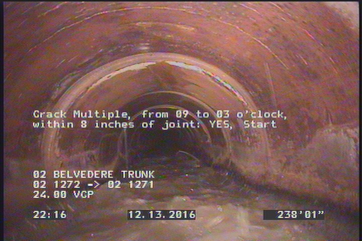 Crack Multiple, from 09 to 03 o'clock, within 8 inches of joint: YES, Start