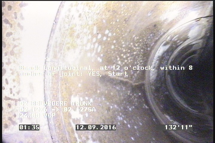 Crack Longitudinal, at 12 o'clock, within 8 inches of joint: YES, Start