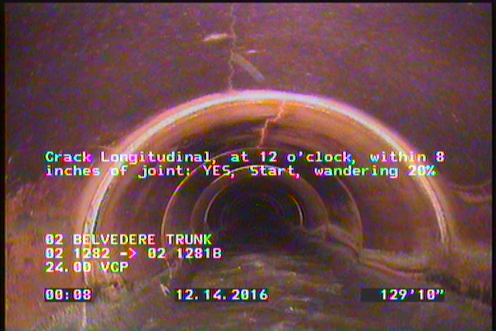 Crack Longitudinal, at 12 o'clock, within 8 inches of joint: YES, Start - wandering 20%