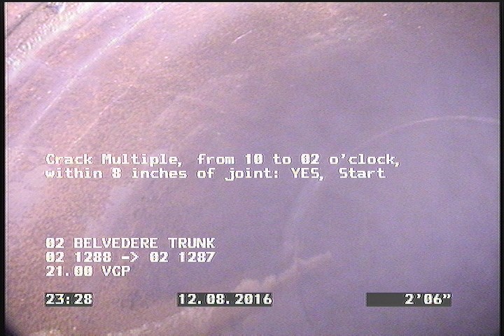 Crack Multiple, from 10 to 02 o'clock, within 8 inches of joint: YES, Start