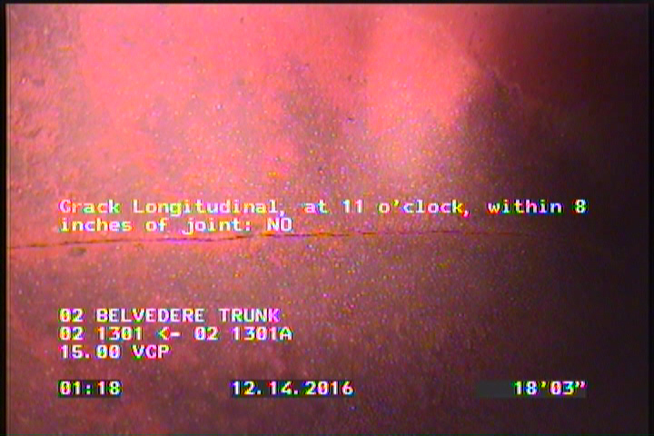 Crack Longitudinal, at 11 o'clock, within 8 inches of joint: NO