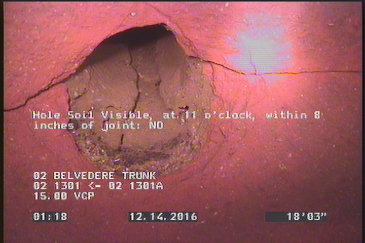 Hole Soil Visible, at 11 o'clock, within 8 inches of joint: NO