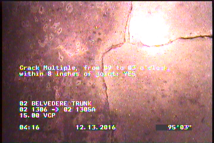 Crack Multiple, from 09 to 03 o'clock, within 8 inches of joint: YES