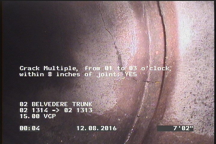 Crack Multiple, from 01 to 03 o'clock, within 8 inches of joint: YES
