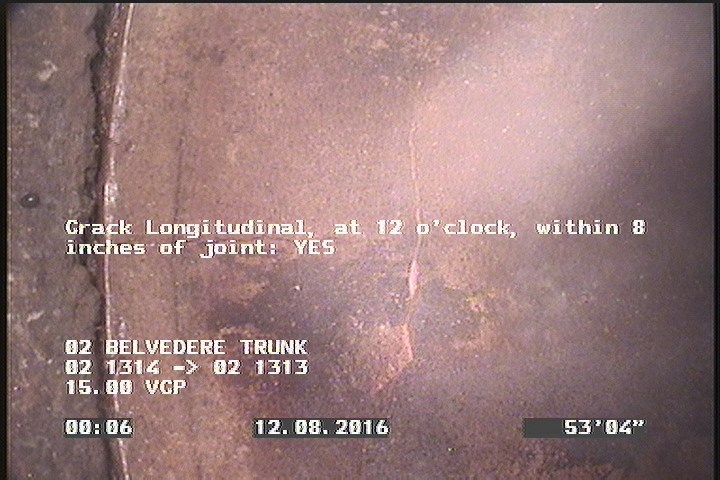 Crack Longitudinal, at 12 o'clock, within 8 inches of joint: YES