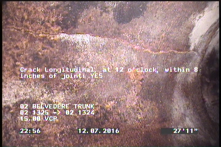 Crack Longitudinal, at 12 o'clock, within 8 inches of joint: YES