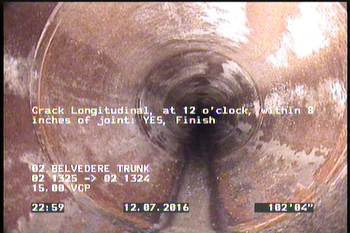 Crack Longitudinal, at 12 o'clock, within 8 inches of joint: YES, Finish