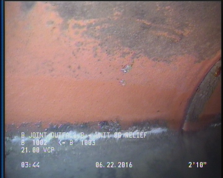Deposits Attached Grease, 5 %of cross sectional area, from 04 to 08 o'clock, , within 8 inches of joint: YES, Start