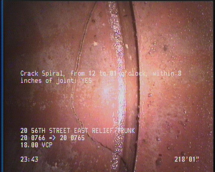 Crack Spiral, from 12 to 01 o'clock, within 8 inches of joint: YES