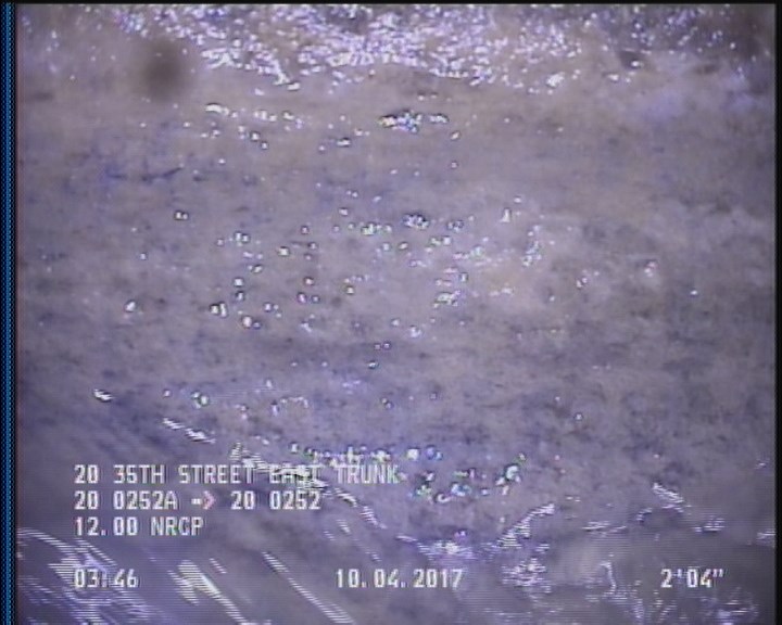 Deposits Attached Grease, 5 %of cross sectional area, from 03 to 09 o'clock, , within 8 inches of joint: YES, Start