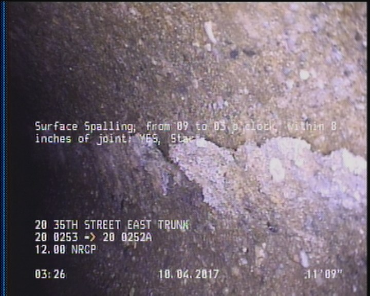 Surface Spalling, from 09 to 03 o'clock, within 8 inches of joint: YES, Start