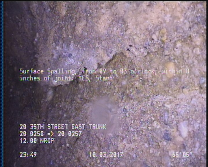 Surface Spalling, from 09 to 03 o'clock, within 8 inches of joint: YES, Start
