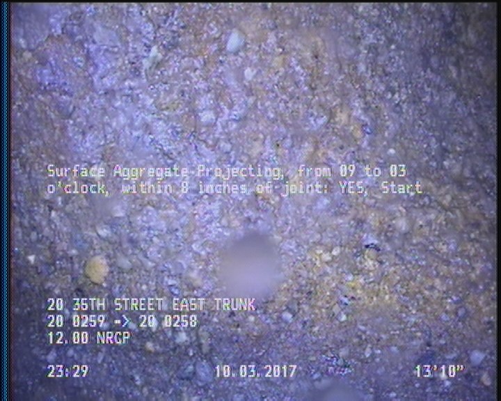 Surface Aggregate Projecting, from 09 to 03 o'clock, within 8 inches of joint: YES, Start