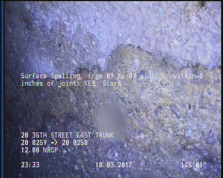 Surface Spalling, from 09 to 03 o'clock, within 8 inches of joint: YES, Start