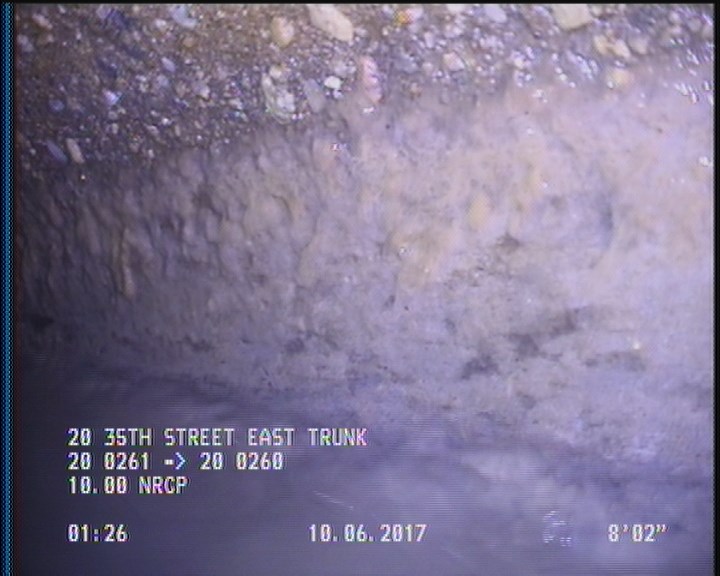 Deposits Attached Grease, 5 %of cross sectional area, from 03 to 09 o'clock, , within 8 inches of joint: YES, Start
