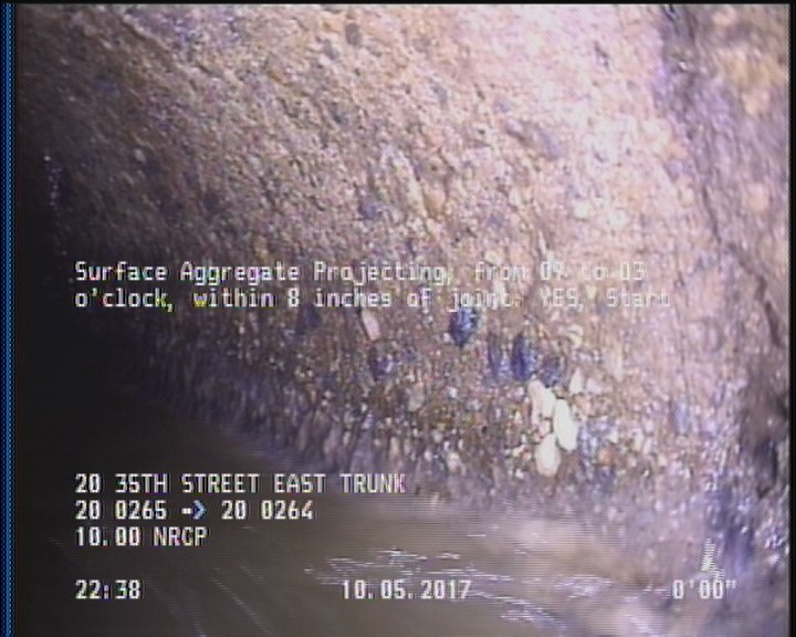 Surface Aggregate Projecting, from 09 to 03 o'clock, within 8 inches of joint: YES, Start