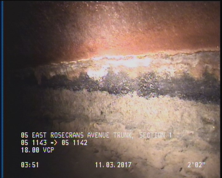 Deposits Attached Grease, 5 %of cross sectional area, from 03 to 09 o'clock, , within 8 inches of joint: YES, Start