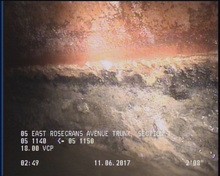 Deposits Attached Grease, 5 %of cross sectional area, from 03 to 09 o'clock, , within 8 inches of joint: YES, Start
