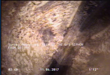 Survey Abandoned - VIEW OF THE U/S SIPHON FROM D/S MH