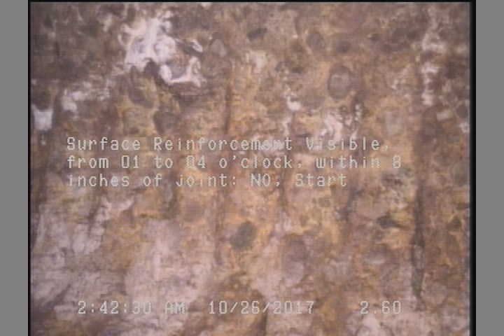 Surface Reinforcement Visible, from 01 to 04 o'clock, within 8 inches of joint: NO, Start