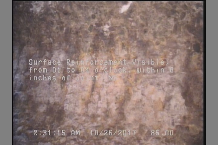 Surface Reinforcement Visible, from 01 to 04 o'clock, within 8 inches of joint: NO