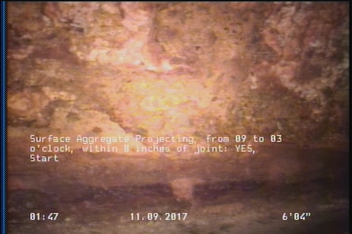 Surface Aggregate Projecting, from 09 to 03 o'clock, within 8 inches of joint: YES, Start