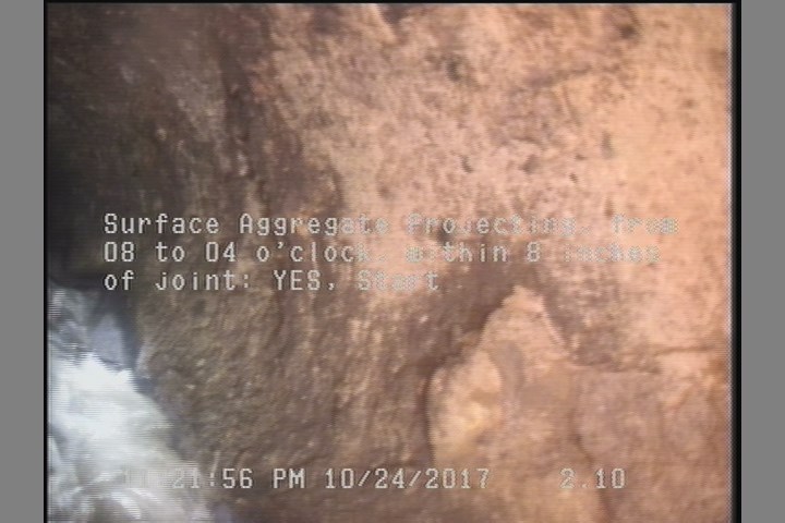 Surface Aggregate Projecting, from 08 to 04 o'clock, within 8 inches of joint: YES, Start