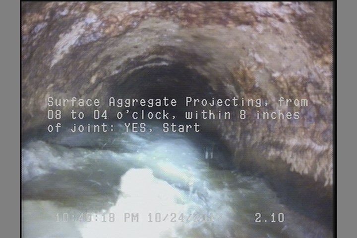 Surface Aggregate Projecting, from 08 to 04 o'clock, within 8 inches of joint: YES, Start