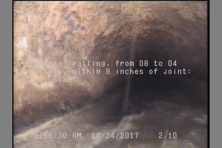 Surface Spalling, from 08 to 04 o'clock, within 8 inches of joint: YES, Start
