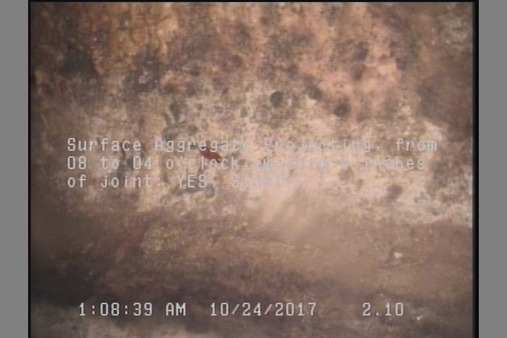 Surface Aggregate Projecting, from 08 to 04 o'clock, within 8 inches of joint: YES, Start