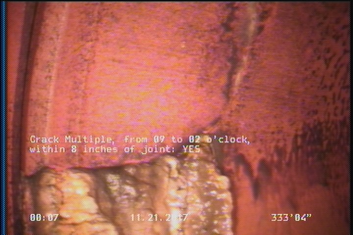 Crack Multiple, from 09 to 02 o'clock, within 8 inches of joint: YES
