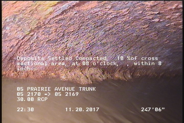 Deposits Settled Compacted, 10 %of cross sectional area, at 08 o'clock, , within 8 inches of joint: YES