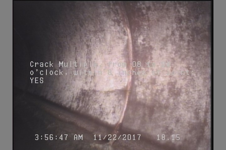 Crack Multiple, from 08 to 04 o'clock, within 8 inches of joint: YES