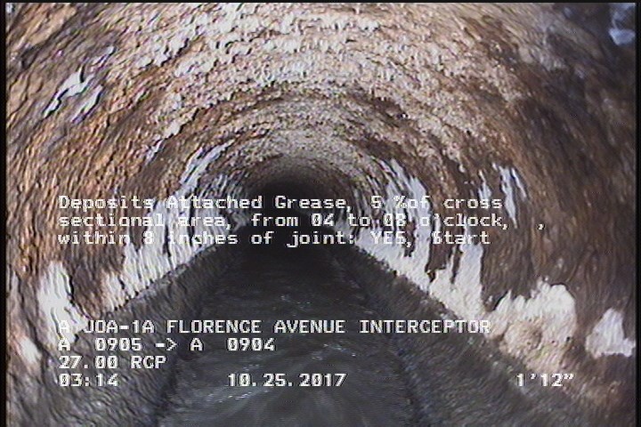 Deposits Attached Grease, 5 %of cross sectional area, from 04 to 08 o'clock, , within 8 inches of joint: YES, Start