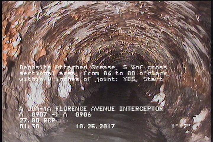 Deposits Attached Grease, 5 %of cross sectional area, from 04 to 08 o'clock, , within 8 inches of joint: YES, Start