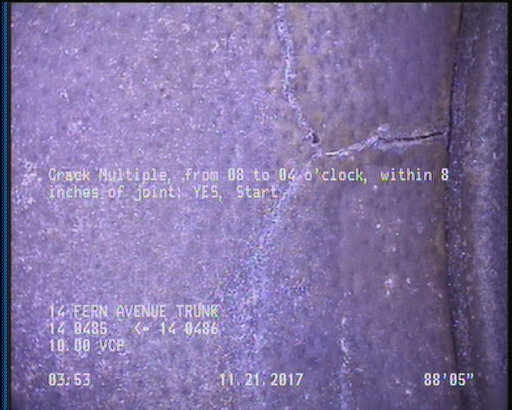 Crack Multiple, from 08 to 04 o'clock, within 8 inches of joint: YES, Start
