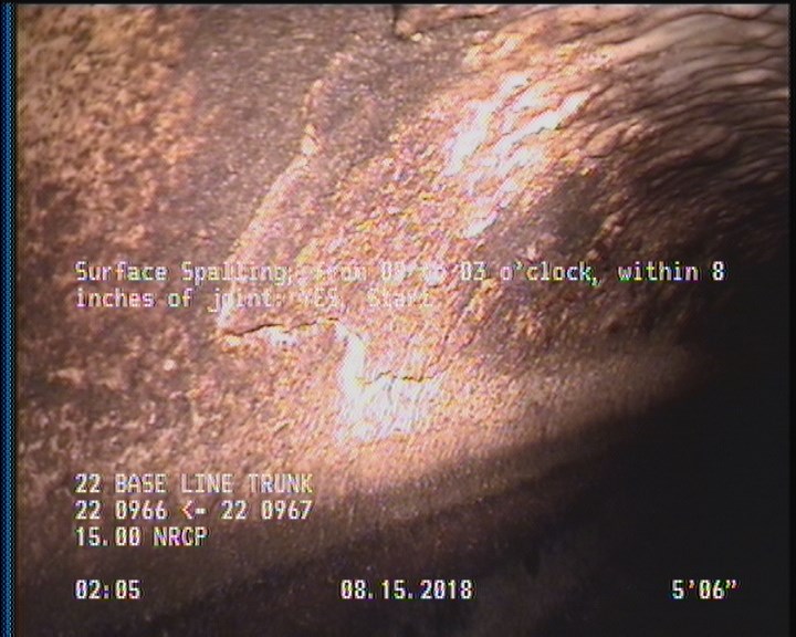 Surface Spalling, from 09 to 03 o'clock, within 8 inches of joint: YES, Start