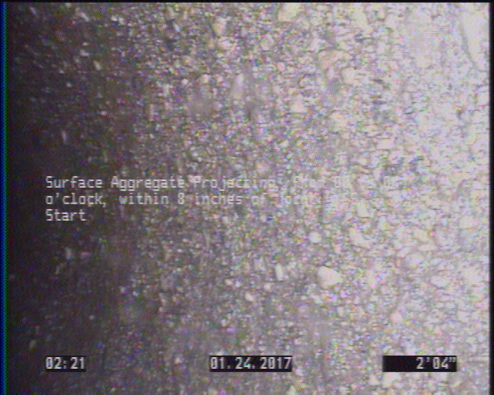 Surface Aggregate Projecting, from 08 to 04 o'clock, within 8 inches of joint: YES, Start