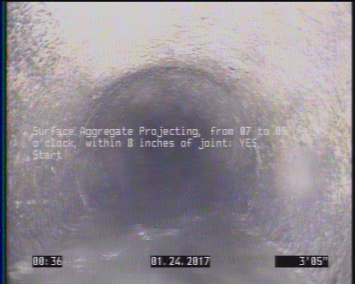 Surface Aggregate Projecting, from 07 to 05 o'clock, within 8 inches of joint: YES, Start