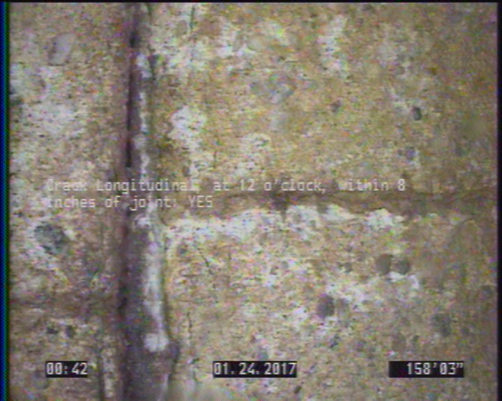Crack Longitudinal, at 12 o'clock, within 8 inches of joint: YES