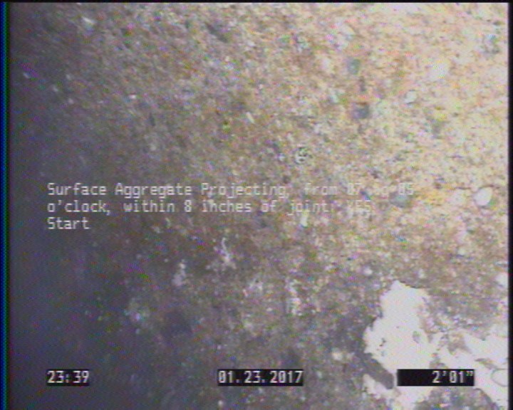 Surface Aggregate Projecting, from 07 to 05 o'clock, within 8 inches of joint: YES, Start