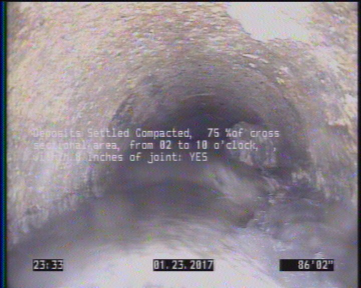 Deposits Settled Compacted, 75 %of cross sectional area, from 02 to 10 o'clock, , within 8 inches of joint: YES