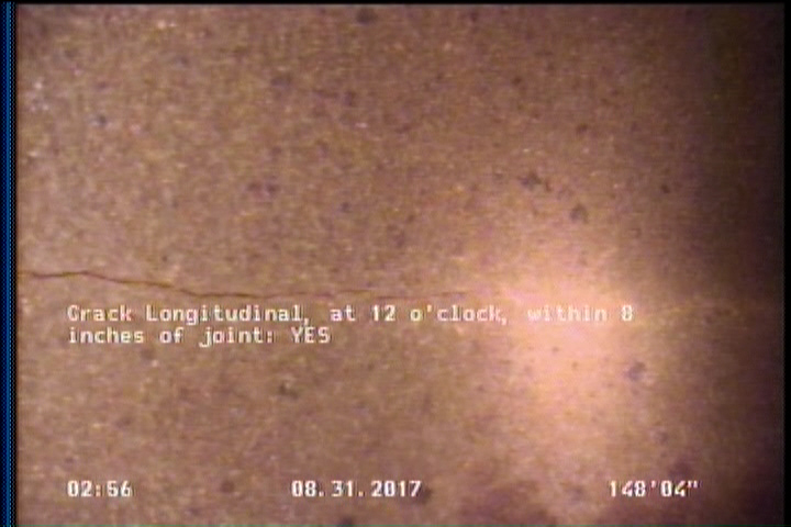 Crack Longitudinal, at 12 o'clock, within 8 inches of joint: YES