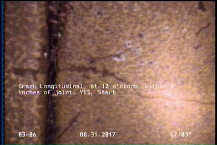 Crack Longitudinal, at 12 o'clock, within 8 inches of joint: YES, Start
