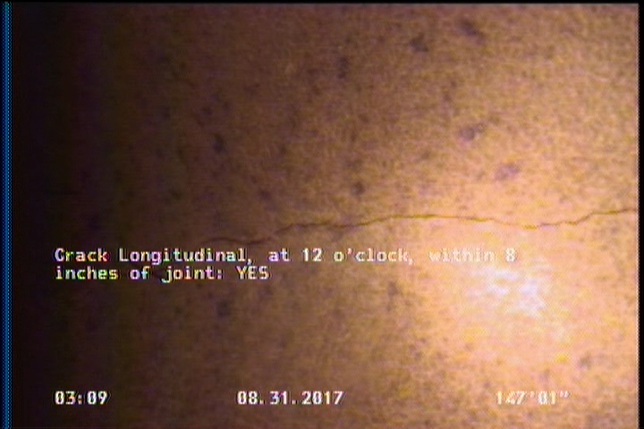Crack Longitudinal, at 12 o'clock, within 8 inches of joint: YES